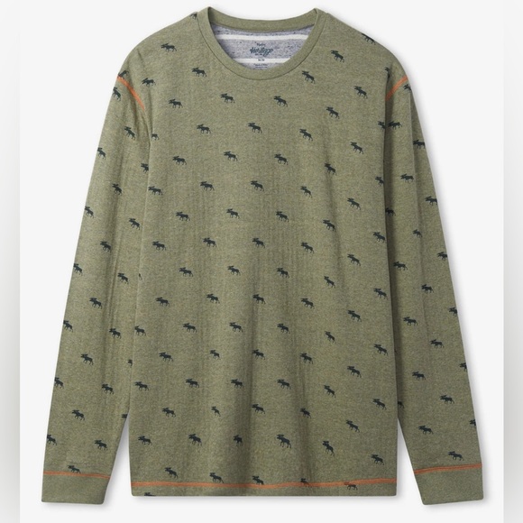 Hatley Forest Green Moose Men's Heritage Long Sleeve Tee - Picture 2 of 5